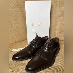 Versace collection Oxford dress preppy shoes, men’s brown leather sz 8 Eur 41